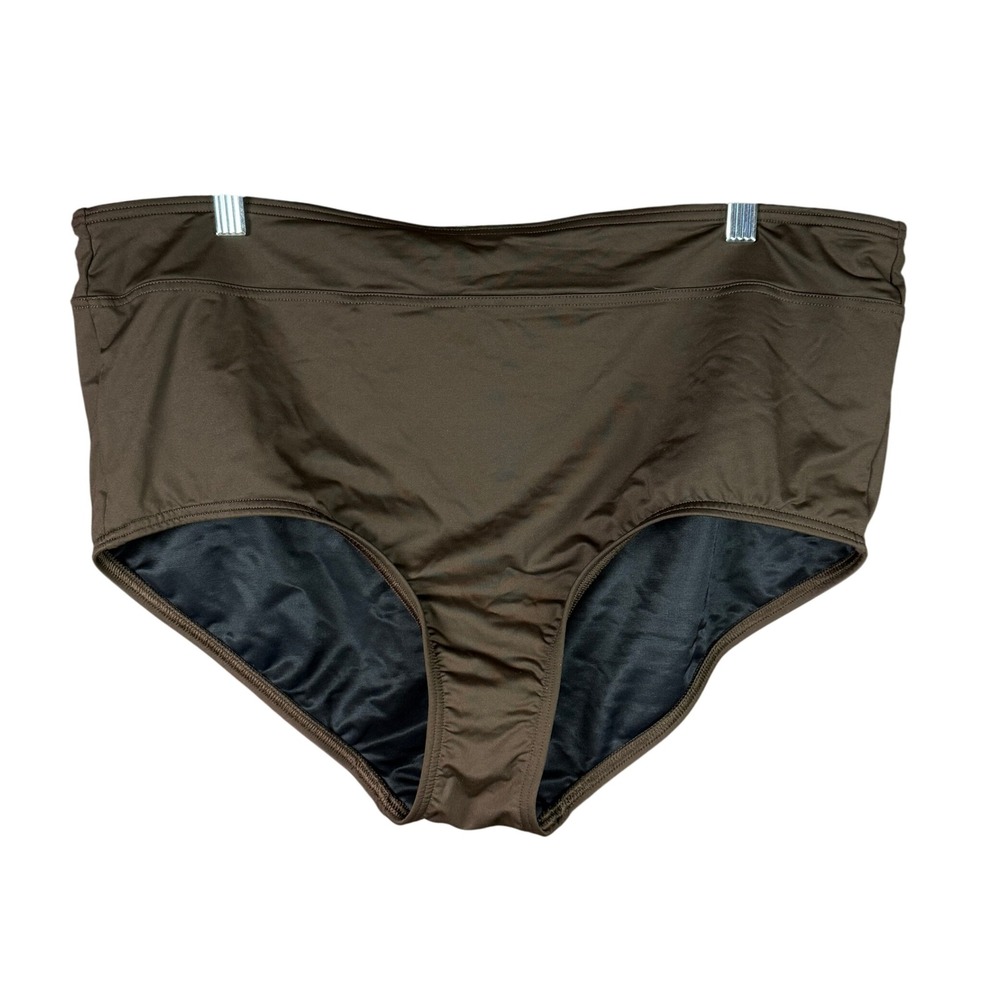 Lands' End Women's 18W LONG High Waisted Bikini Swim Bottoms Rich Coffee Chlorin